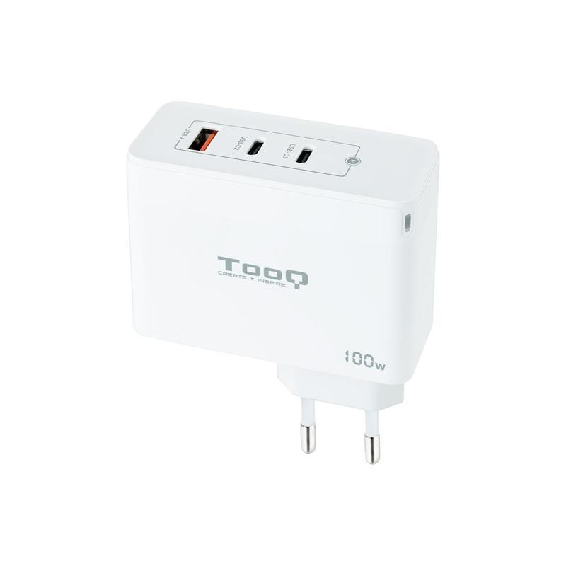 CARGADOR DE PARED TOOQ 100W USB-A/QC+ 2XUSB-C/PD WHITE