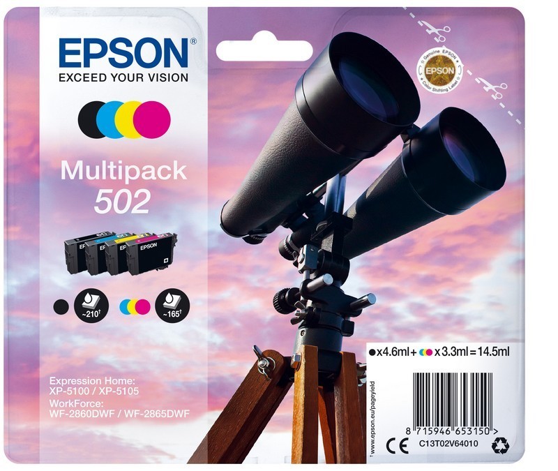 TINTA EPSON C13T02V64020 MULTIPACK 4 COLORES T02V6 502