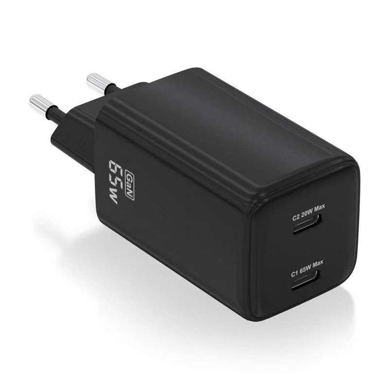 CARGADOR DE PARED AISENS GAN 2XUSB-C 65W BLACK