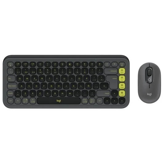TECLADO + RATON LOGITECH POP ICON WIRELESS BLACK/GREEN