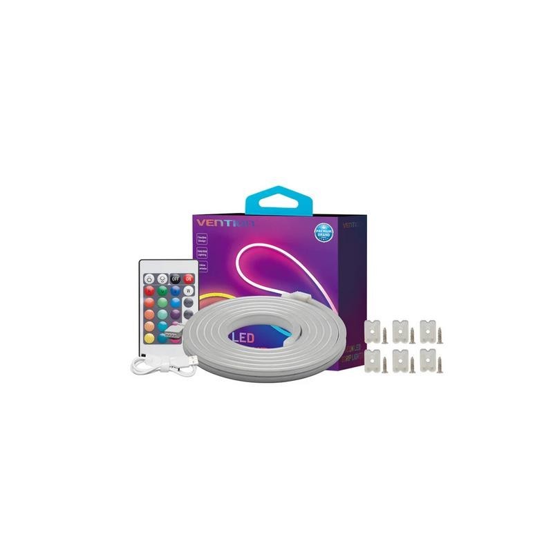 TIRA LED VENTION SILICONA NEON RGB CONTROL REMOTO 5V 5M